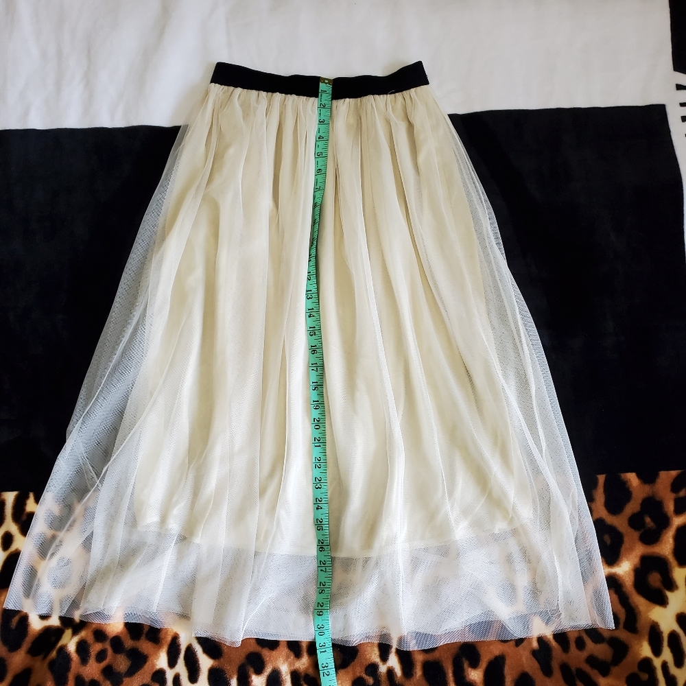 Tulle mesh midi skirt l Off white skirt - Picture 4 of 4